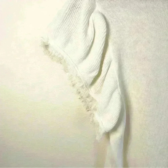 THML Short Sleeve Sheer White Fringe Sweater Size Small - Picture 8 of 13